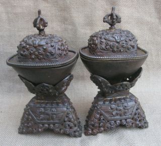 Pair Antique Handmade Copper Tibetan Tantrik Kapala,  Nepal 2