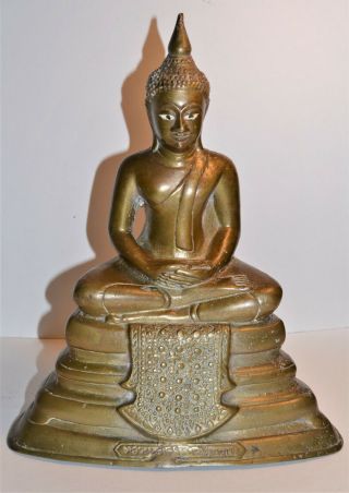 Antique Thai Brass Buddha Statue,  Mid To Late 1800 
