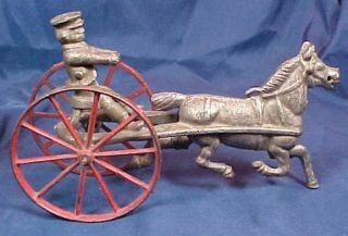 Antique Cast Iron Kenton Toys Sulky Horse With Driver 8 " Length