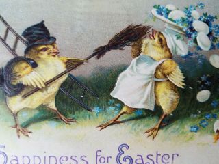 Vintage Postcard Easter Clapsaddle Artist Dressed Chicks Chimney Sweep Comic
