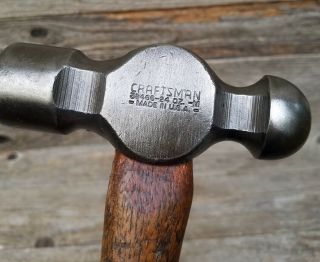 Vintage Craftsman 38466 Ball Peen Hammer w/ Wood Handle - 24 OZ Machinist Hammer 3