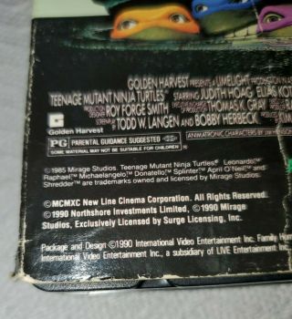 Teenage Mutant Ninja Turtles - The Movie VHS 1990 Vintage Tape TMNT f.  h.  e. 3