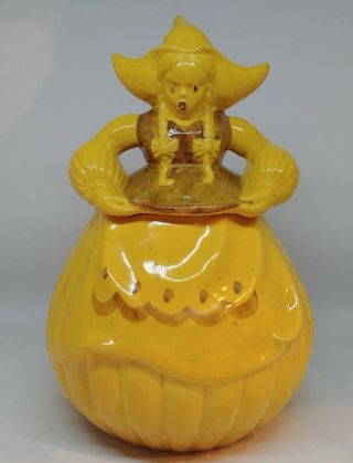 Vintage Red Wing Pottery Dutch Girl Yellow Gold Cookie Jar 10.  5 "