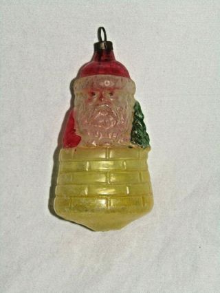 German Antique Glass Santa On A Chimney Christmas Ornament Decoration 1930 