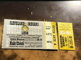 1948 Cleveland Indians World Series Game 3 Ticket Stub Rare