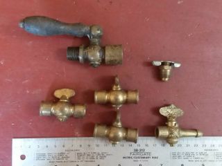 6 Strange Valves Antique Brass Injector Drip Oiler Hit Miss Steam Train Engine