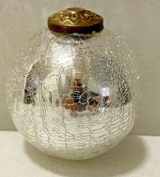 Large Antique 19th C.  German Mercury Glass Kugel Christmas Ornament Silver