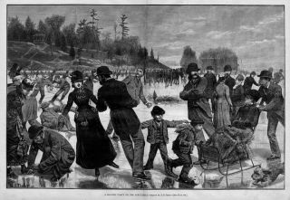 Skating Party On The Schuylkill River By A.  B.  Frost Women Kids Thin Ice