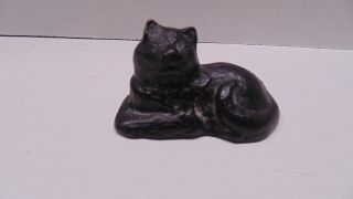 Rustic Vintage Cast Iron Small Black Cat Figurine 1.  50 " X 2.  50”