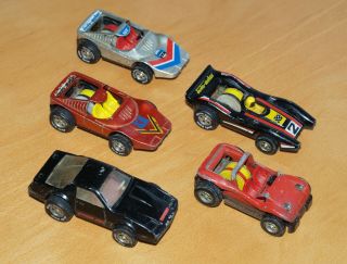 Five Vintage 1970s / 80s Pull Back Motorised Darda Toy Cars,  Spares