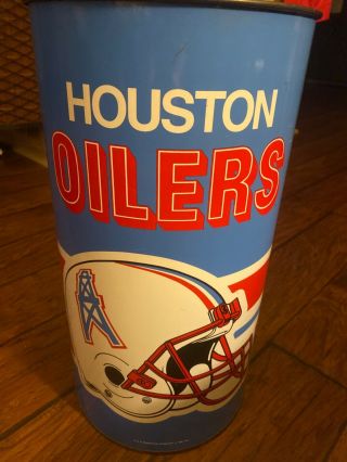 1991 Houston Oilers Metal Trash Garbage Can Nfl Football 19 " Tall Little Rust
