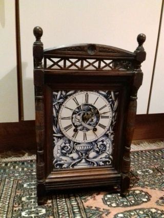 19th Century Walnut Cased Two Train Mantel Clock Signed Russell And Sons, .