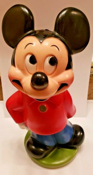 Vintage 1970s Mickey Mouse Club Coin Bank - Walt Disney By Play Pal Plastics 12 "