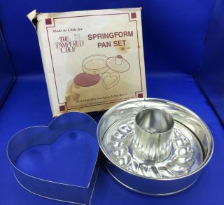 Vintage Pampered Chef Springform Pan Set 1540 W/bundt & Heart Insert