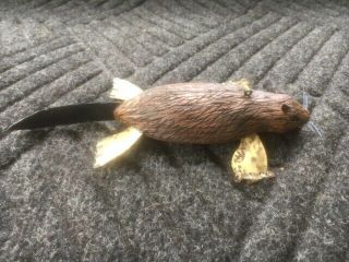 Vintage Fish Decoy Ice Spearing Lure  Baby Muskrat By Mich.  Artist Bill