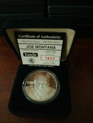 Highland Joe Montana San Francisco 49ers Bowl Nfl License.  999 Silver