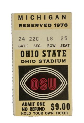 1978 Woody Hayes Last Game V Michigan - Ohio State Ticket Stub Gold Pants Ttun