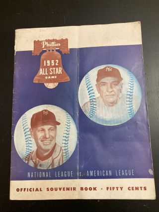 1952 Mlb All Star Game Baseball Program @ Philadelphia Phillies Scorecard