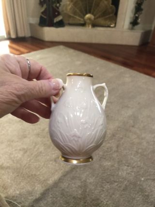 Vintage Lenox China Off White/ Ivory Vase 24k Gold Hand Decorated U.  S.  A.  4”