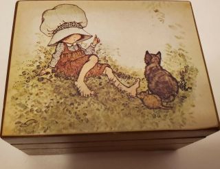 Vintage Edelweiss Music - Box Made In Japan - Child With Cat
