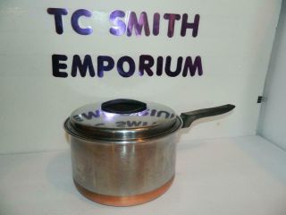 Vintage Ekco Ekcoware 4 Qt Sauce Pan Pot Stainless Steel W/ Thick Copper Bottom