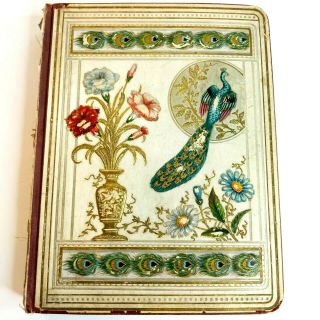 Antique 1800s Victorian Scrapbook Album 75,  Pages 200,  Images Cards Cut Outs