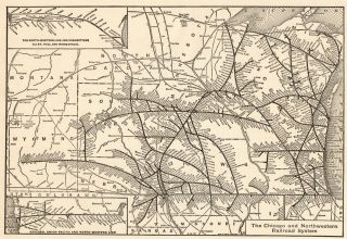 1914 Antique Chicago And Northwestern Railroad Map Vintage Railway Map 8713