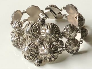 Antique Victorian Sterling Silver Repousse Panel Bracelet Cuff Bangle 47.  19g