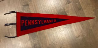 Fantastic Vintage Early 1900s University Of Pennsylvania Quakers Pennant 46”