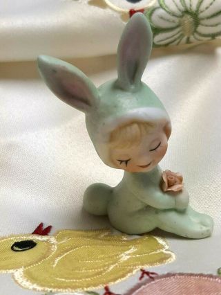 Vintage Easter Girl In Bunny Suit Figure Figurine
