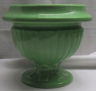 Vintage Haeger Pottery Green Footed Planter - Ribbed - Urn