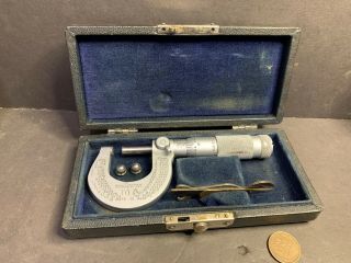 Vintage Brown & Sharpe 0 - 1 " Micrometer,  1011,  Case & Wrenches,