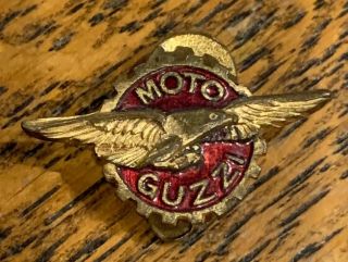 Vintage Moto Guzzi Italian Motorcycle Clip Button Pin - Advertising