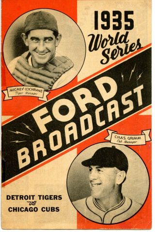 1935 World Series Scorecard Detroit Tigers Vs.  Chicago Cubs.