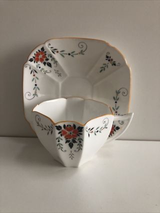 Antique Shelley Queen Anne Orange Flowers Tea Cup/saucer Unique Print England