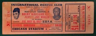 May 15,  1953 Rocky Marciano Vs Jersey Joe Walcott Full Boxing Ticket 1st Rd Ko