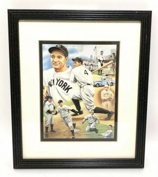 Barry Leighton Jones Signed Lou Gehrig Lithograph 8x6 Ny Yankees Art Baseball