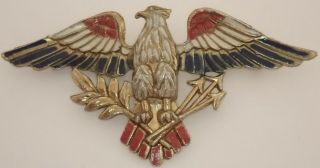 Vintage Gold Tone Enamel Patriotic Eagle Brooch