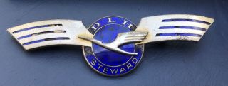 Lufthansa Dlh Steward Wings Flight Attendant Vintage 1980’s Crew Badge Wing