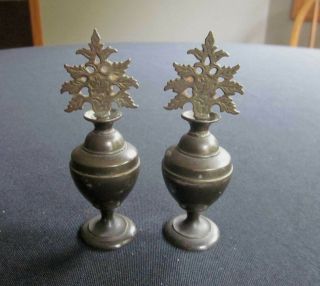 Set Of 2 Vintage Brass Arabic Islamic Kohl Stick Eyeliner Jar Bottles