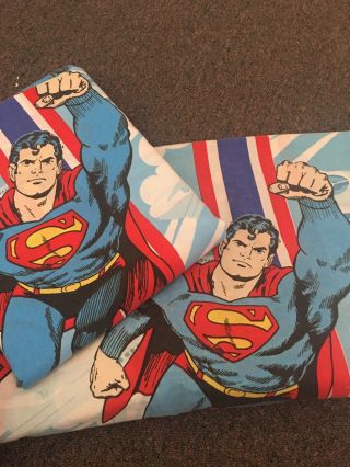 Ln 1978 Vintage Dc Comics Superman Twin Flat Fitted Sheet No Pillowcase Euc