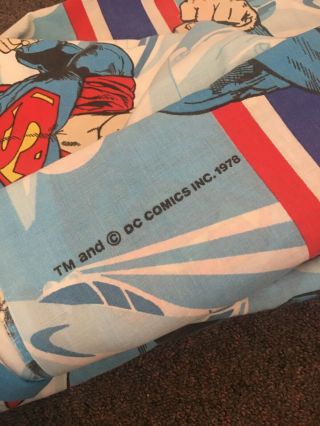 LN 1978 Vintage DC Comics SUPERMAN Twin Flat Fitted Sheet No Pillowcase EUC 2