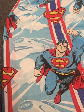 LN 1978 Vintage DC Comics SUPERMAN Twin Flat Fitted Sheet No Pillowcase EUC 3