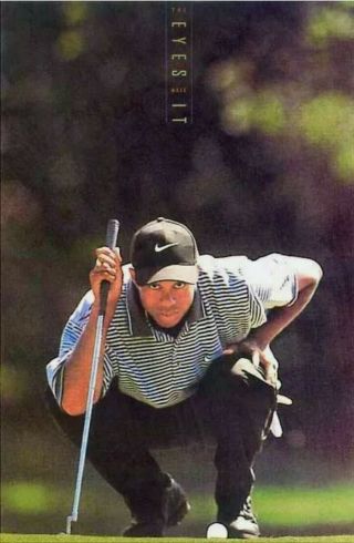 Tiger Woods The Eyes Have It Nike Poster 1997 Rare 23x35 Rookie Golf