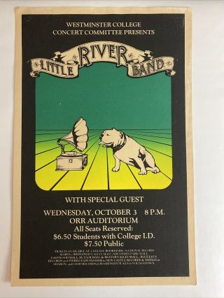 Little River Band 1979 Poster Westminster College Concert Vintage Rare 20 " X 13 "