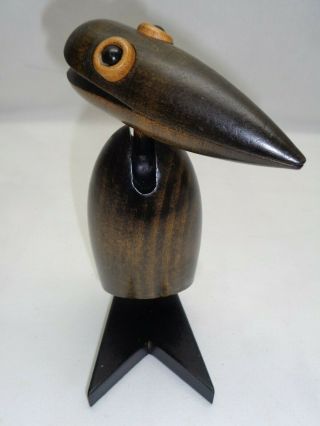 Vtg Danish Mod Bird Figure Business / Recipe Card Holder Art Deco Hagenauer Era