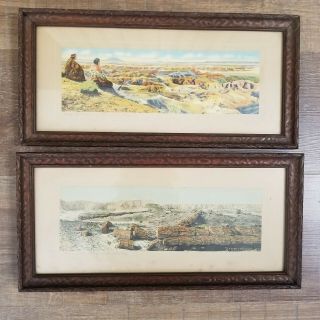 Pair Vintage Framed Prints By J.  R.  Willis Gallup Nm Hopi Indians Arizona Art