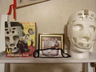 Vintage Tony Esposito Mylec Goalie Mask Autographed Photo And Espo Cloth Mask