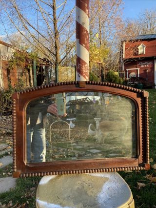 Vtg Antique? 1900 - 20’s Wood Framed Beveled Cottage Wash Stand Mirror Only