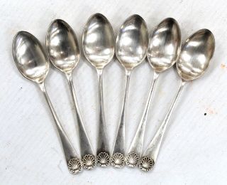 Set Of 6 Antique Sterling Silver Tea Spoons 75g Hallmark 1919 Sheff Cooper - Bc1
